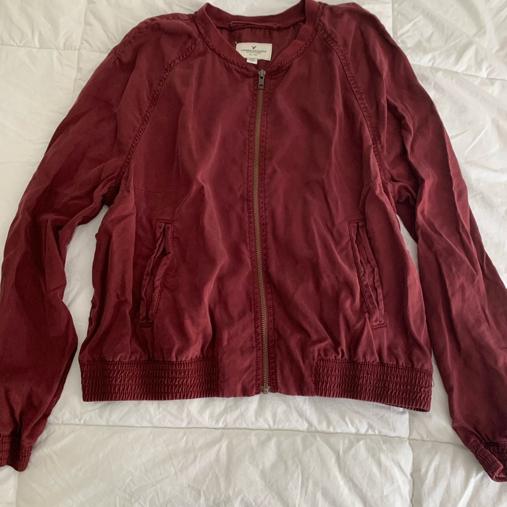 Maroon American Eagle Bomber Jacket - image 1